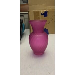 Pink Glass Table Top Urn Shaped Flower Vase 9" Tall 4" Diameter